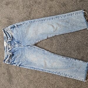 FRAME Denim Light Blue High-Rise Straight Leg Jeans